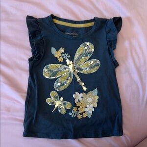 Shabby Chic Blue Short Sleeve Tee with Butterfly Design